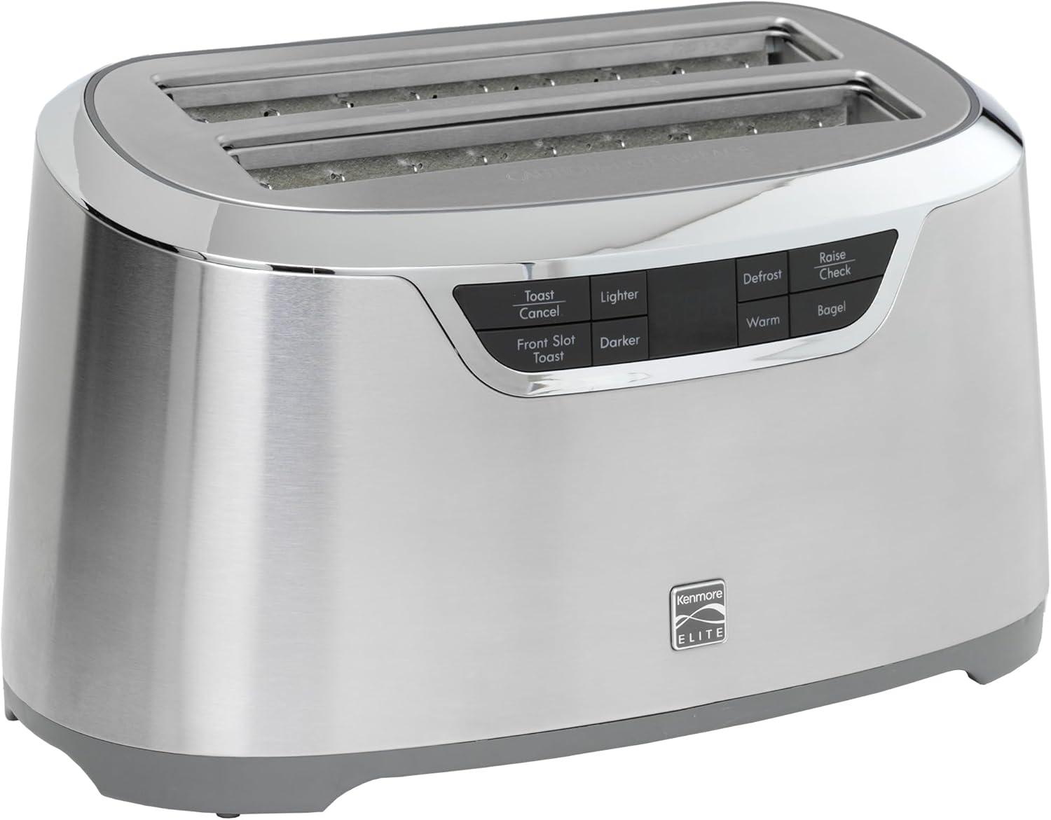 Kenmore Elite 4 Slice Toaster with Auto Lift, Digital Controls, Silver