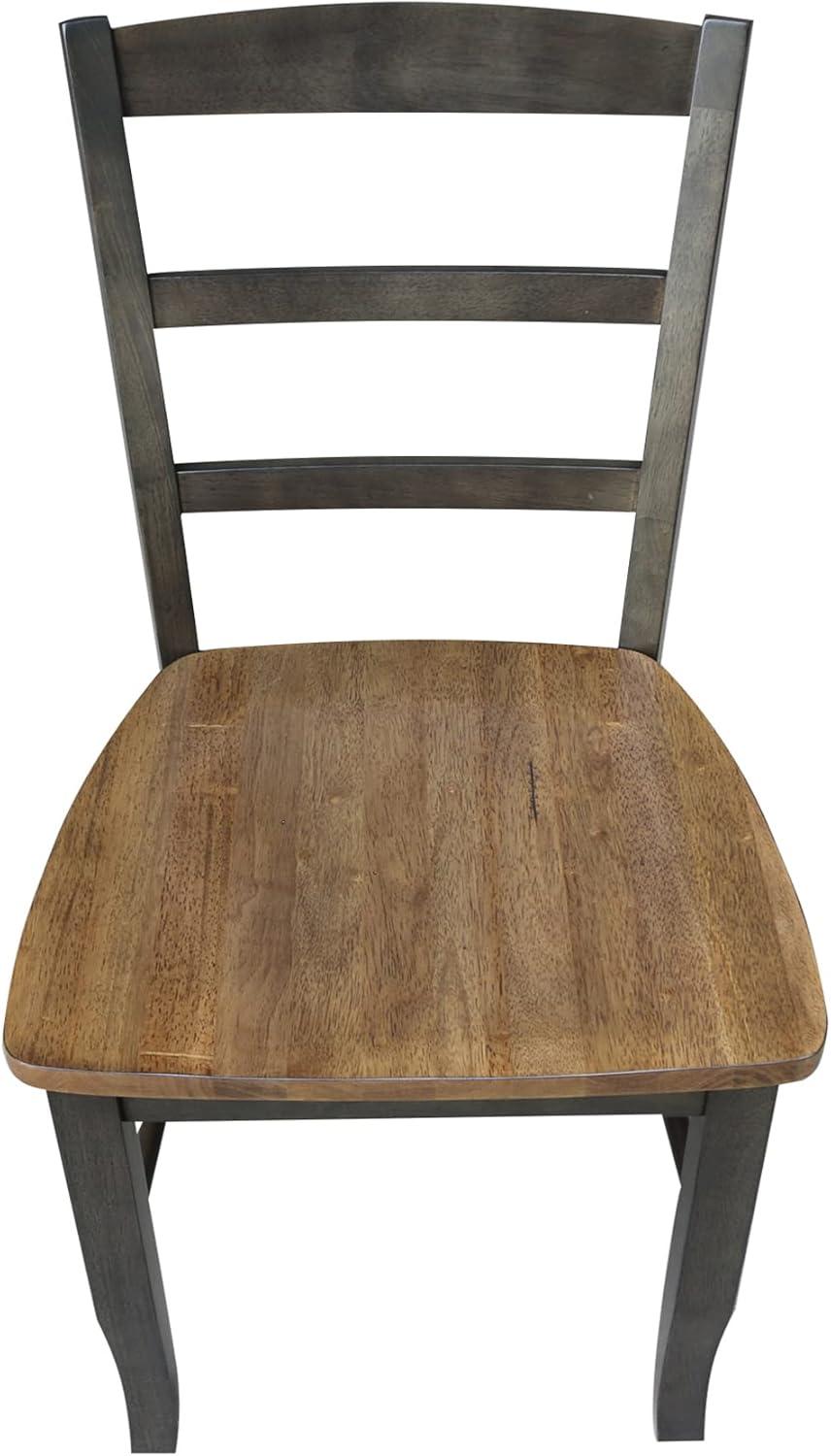 Set of 2 Madrid Ladderback Chairs Hickory/Washed Coal - International Concepts: Solid Wood, Unupholstered