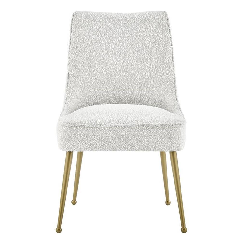 Cedric Fabric Dining Side Chair Gold Legs, (Set of 2) Beige