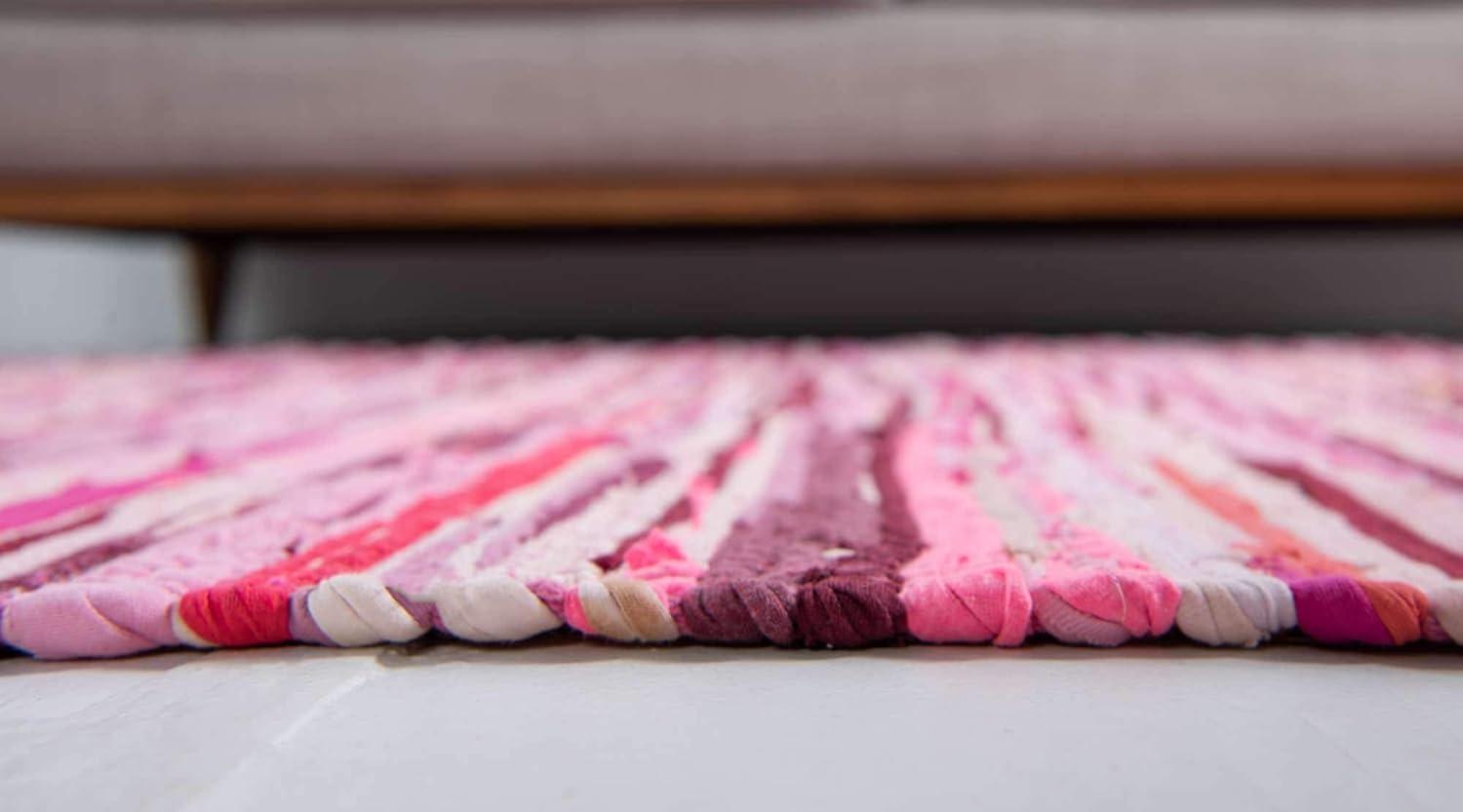 Pritchard Geometric Hand-Woven Cotton Pink Area Rug