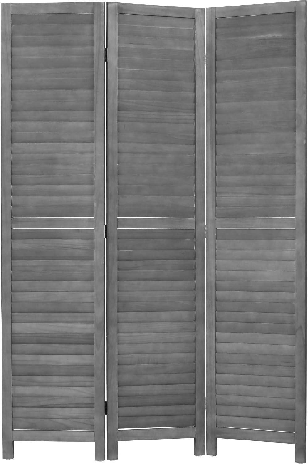 FDW 3 Panel Wood Room Divider 67.7" x 16.9" Each Panel Folding Wood Screen For Home Office Bedroom Restaurant（Gray）