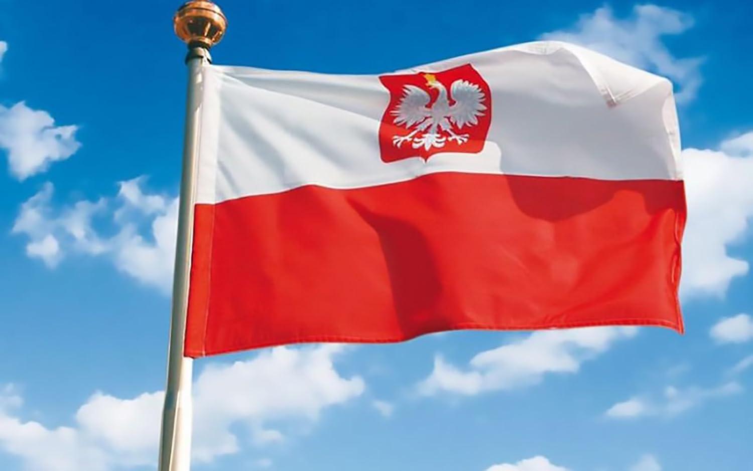 3x5 FT Poland Polish Polska Eagle Flag Made with Printed Nylon Flag Ships Fast