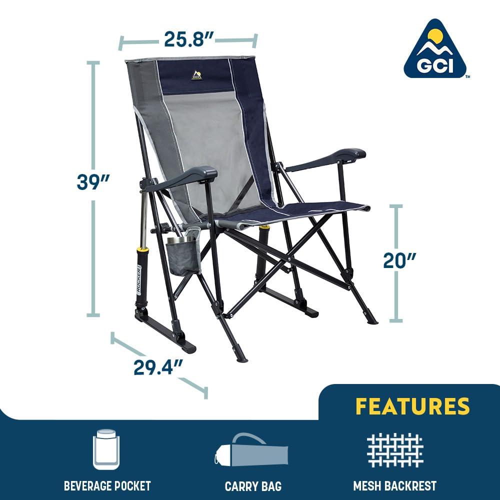 GCI Outdoor RoadTrip Foldable Rocking Camp Chair - Mercury Gray