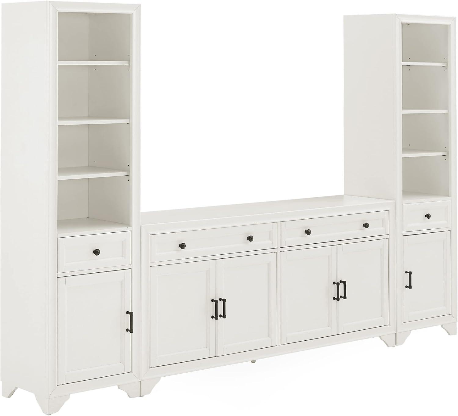 3pc Tara Sideboard and Bookcase Set Distressed - Crosley