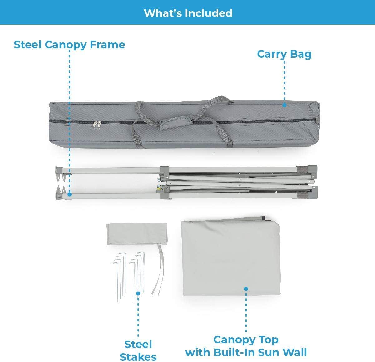 Gray 6 x 4 Ft Steel Pop-Up Canopy Tent with Adjustable Sun Shade