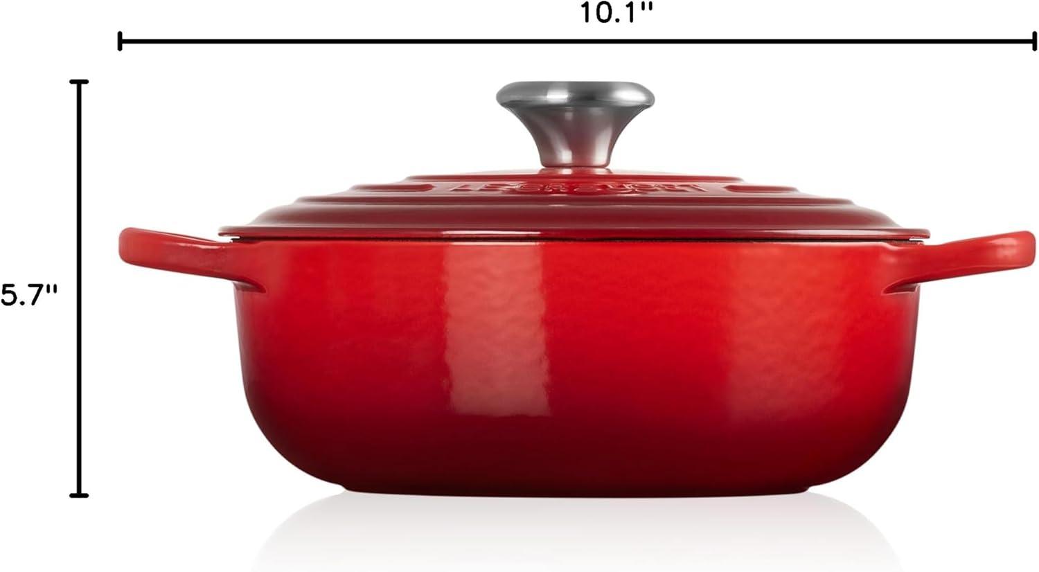 Cerise Red Enameled Cast Iron Sauteuse Oven, 3.5 qt