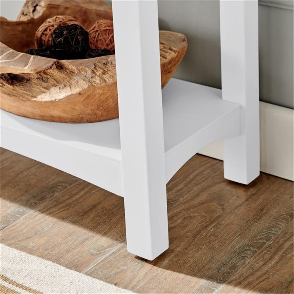 Alaterre Furniture Craftsbury 36 in. Sturdy Pine Wood Entryway Bench, 2-Person Bench Open Design Accent Furniture, White