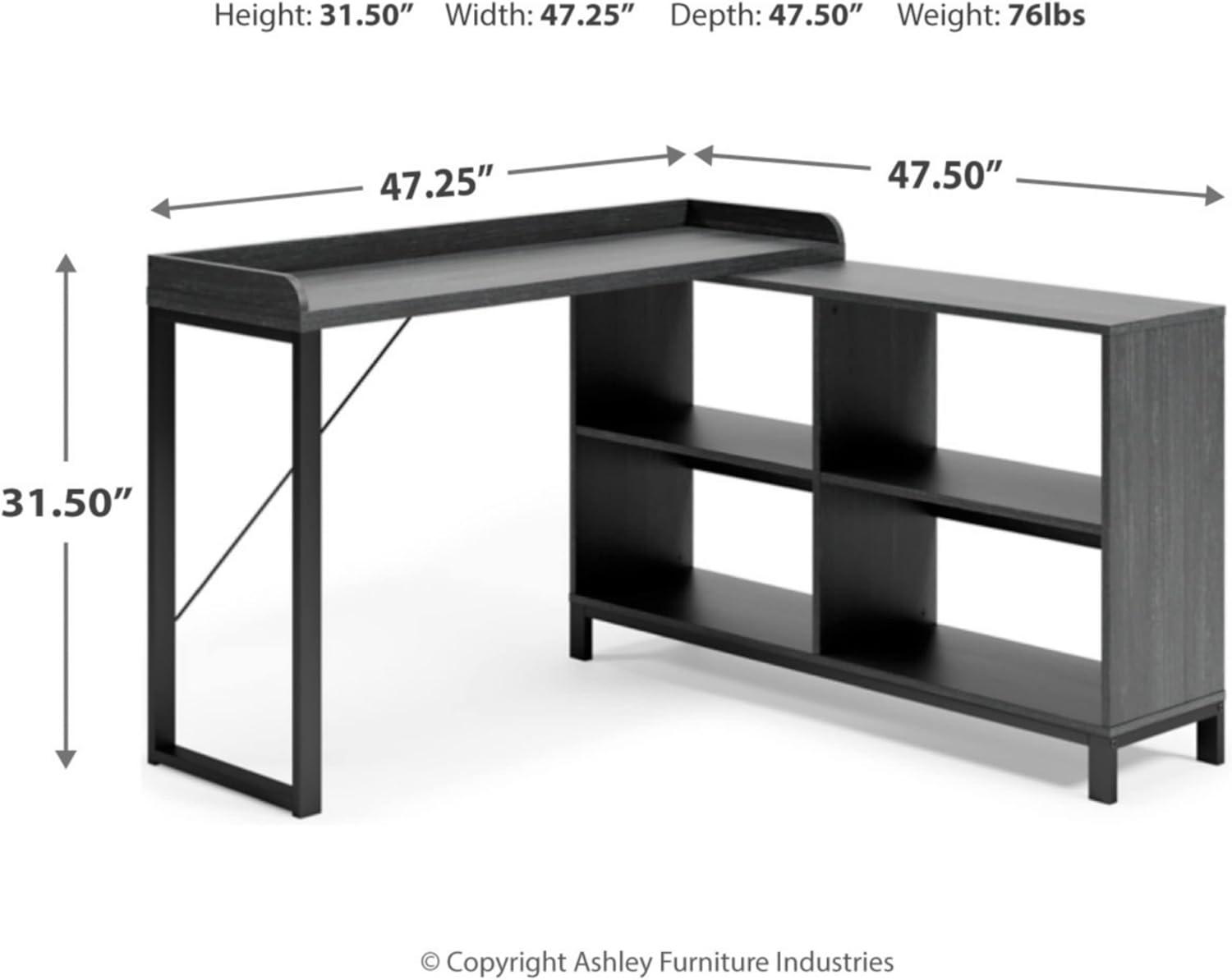 Black Wood Corner Home Office Desk with USB Port