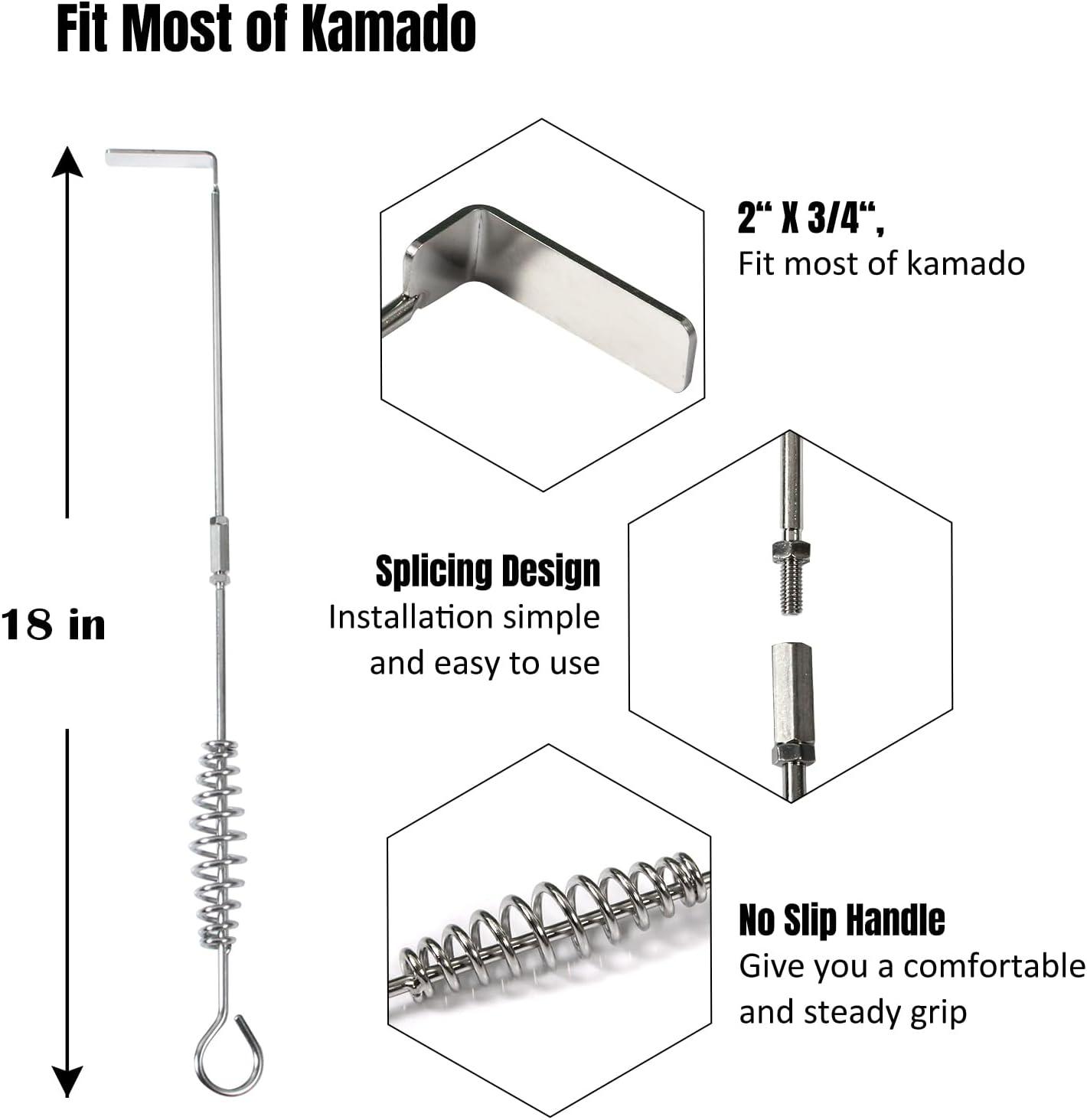 Ash Removal Tool and Ash Pan for Big Green Color Egg,Stainless Steel Big Green Kamado Egg Accessories Ash Tool Poker for Primo and Other Charcoal Kamado (at+AP)