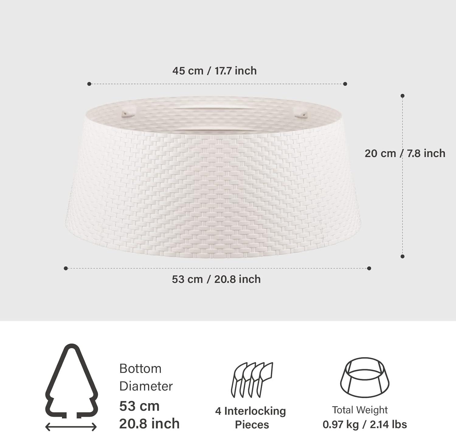 Tree Nest Wicker Christmas Tree Skirt Tree Collar (White, Medium) -Re-boxed