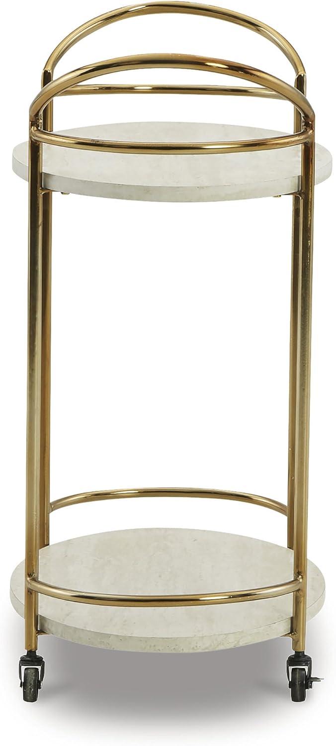 Signature Design by Ashley Casual Tarica Bar Cart  Cream/Gold Finish