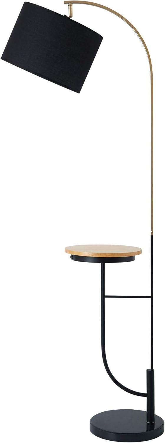 Danna 65" Black Arc Outdoor Floor Lamp with Table & USB Port