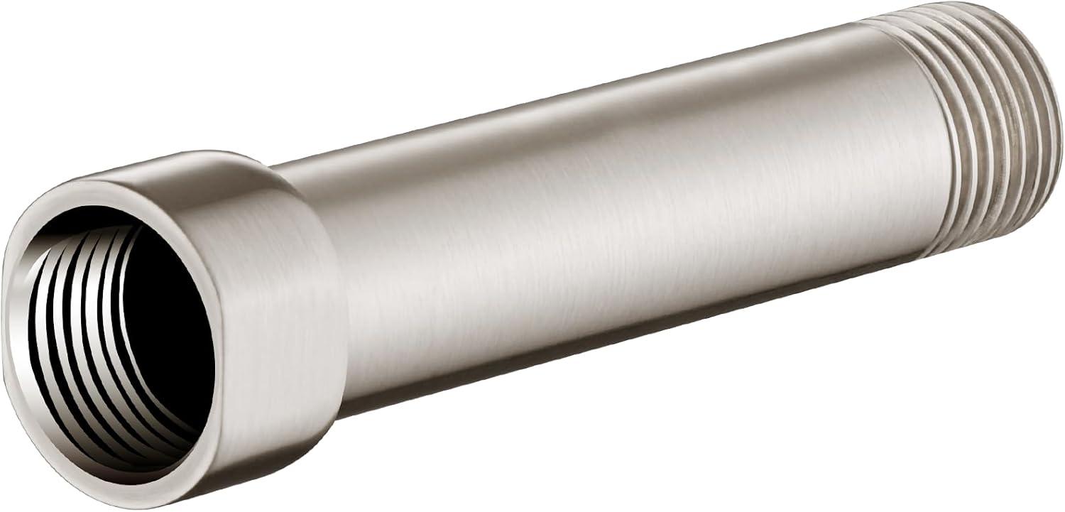 BRIGHT SHOWERS Shower Arm Extender for Rain and Handheld Shower Head, 4 Inch Shower Head Extension Arm, Shower Pipe Extension for Extending or Lowering Showerhead, Brushed Nickel