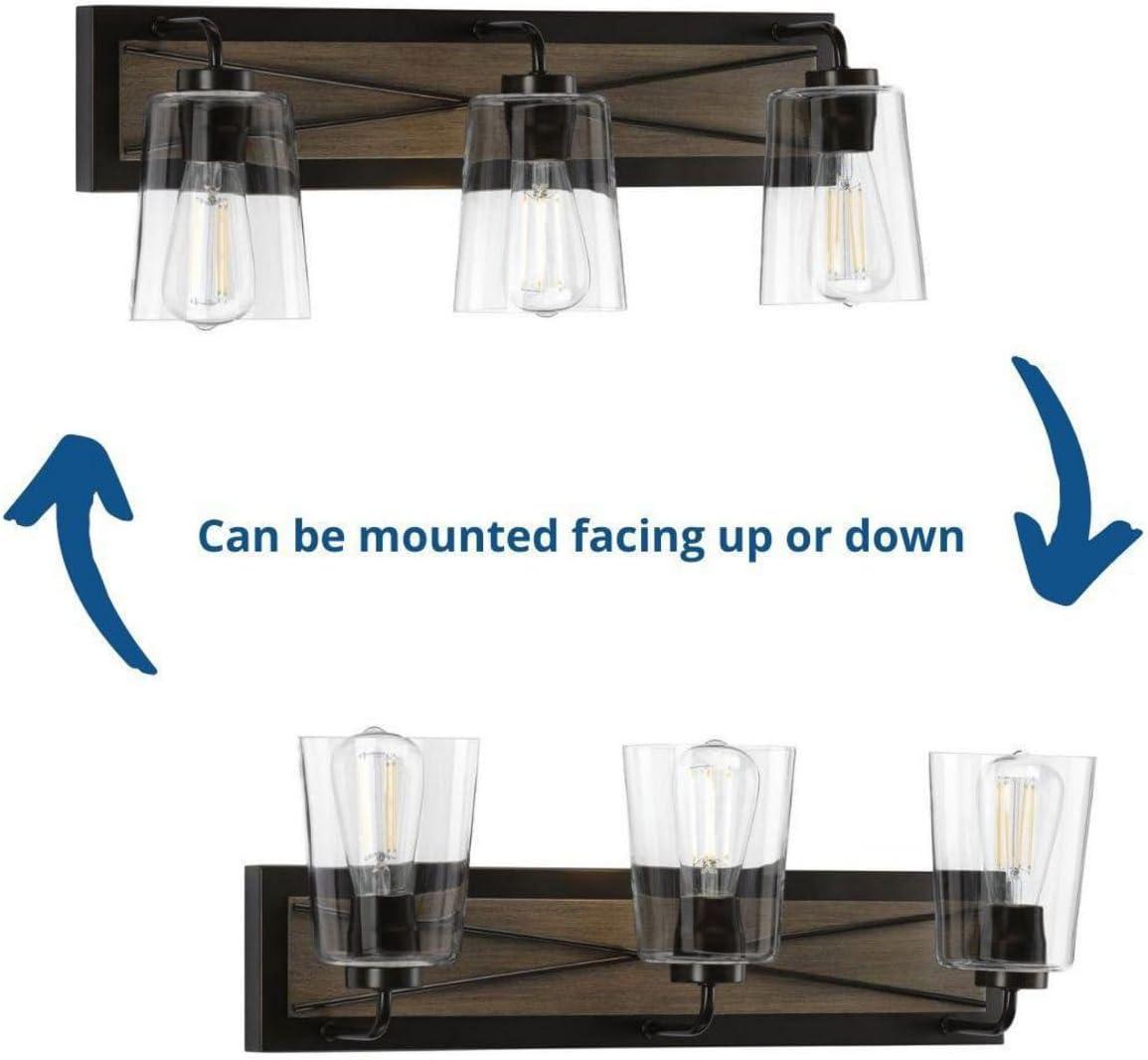 Progress Lighting Briarwood 3-Light Bath Vanity in Antique Bronze with Clear Glass Shades