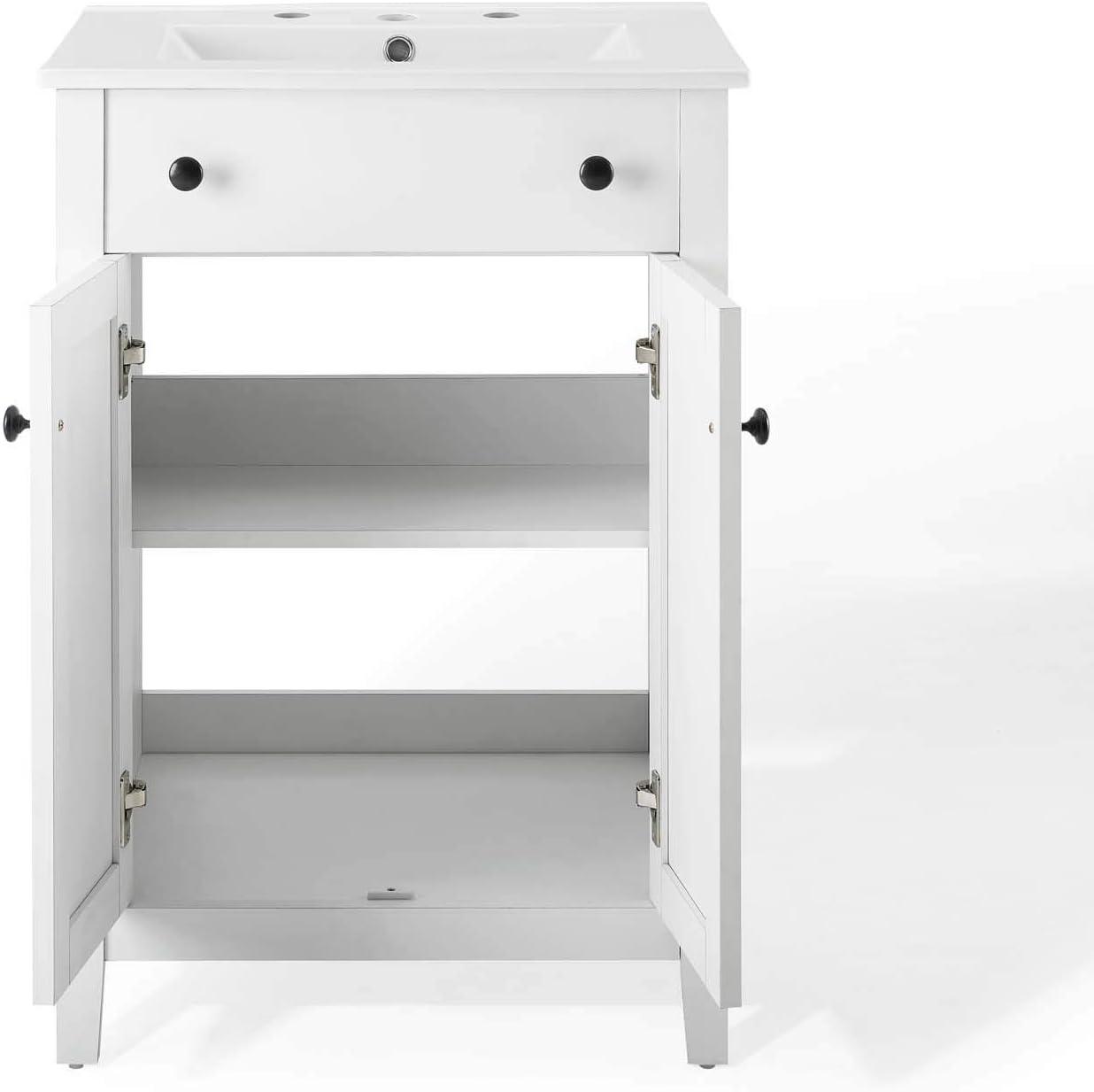 Nantucket 24" Sleek White Bathroom Vanity with Soft-Close Doors