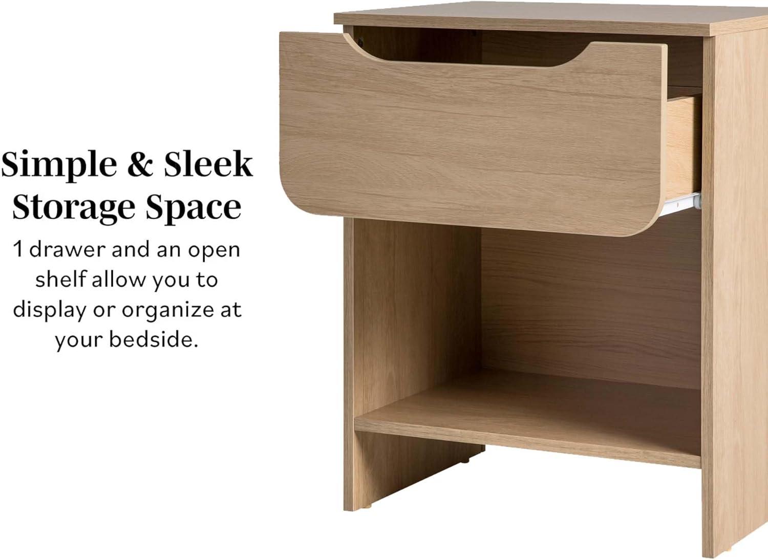 Walker Edison Modern Scandi 1-Drawer Nightstand, Riviera