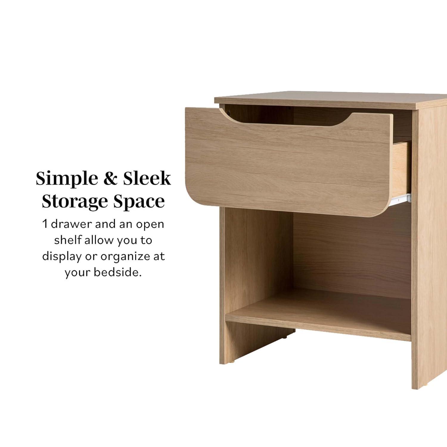 Walker Edison Modern Scandi 1-Drawer Nightstand, Riviera
