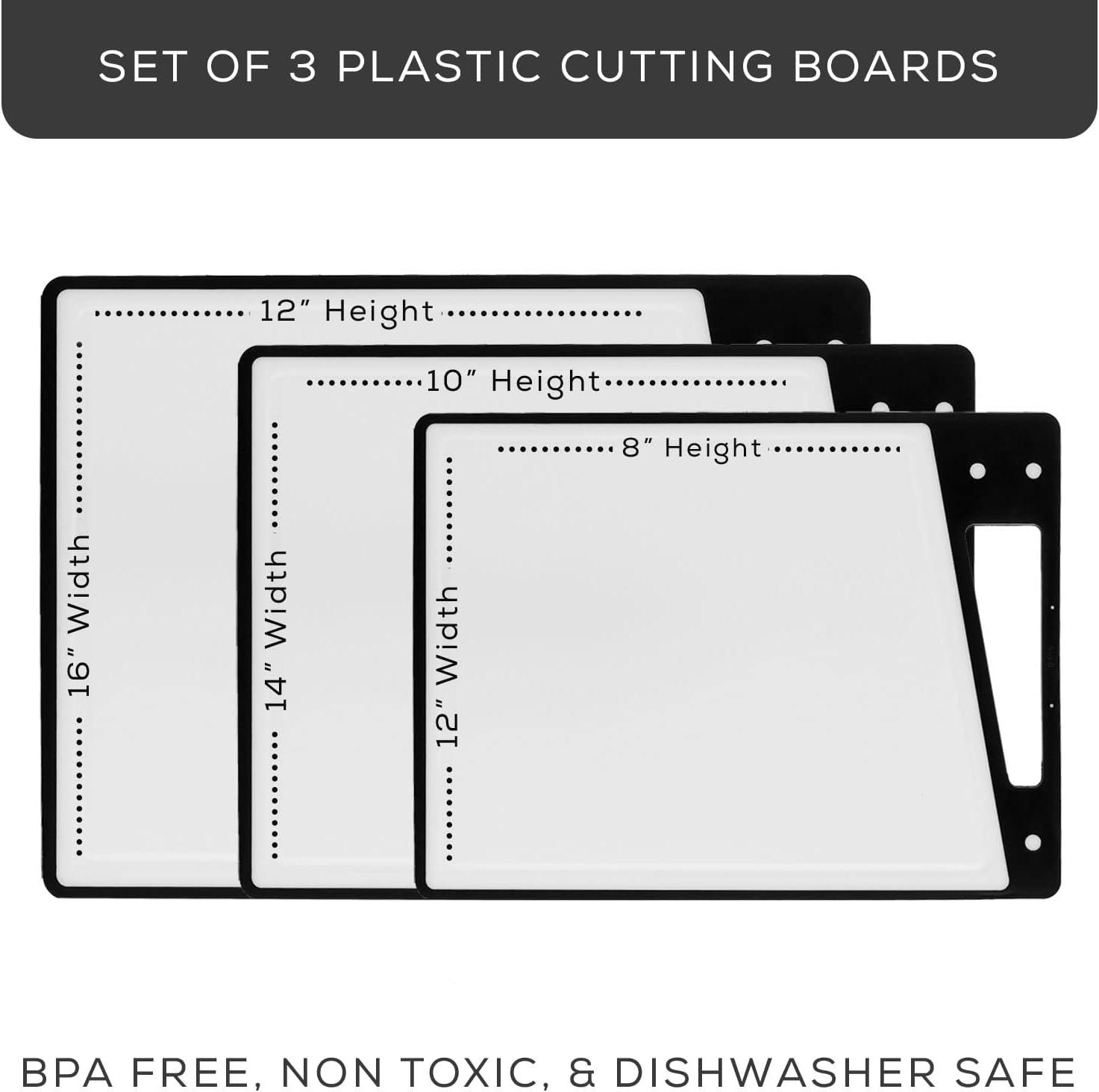 Joyjolt Plastic Cutting Board Set (Set of 3)