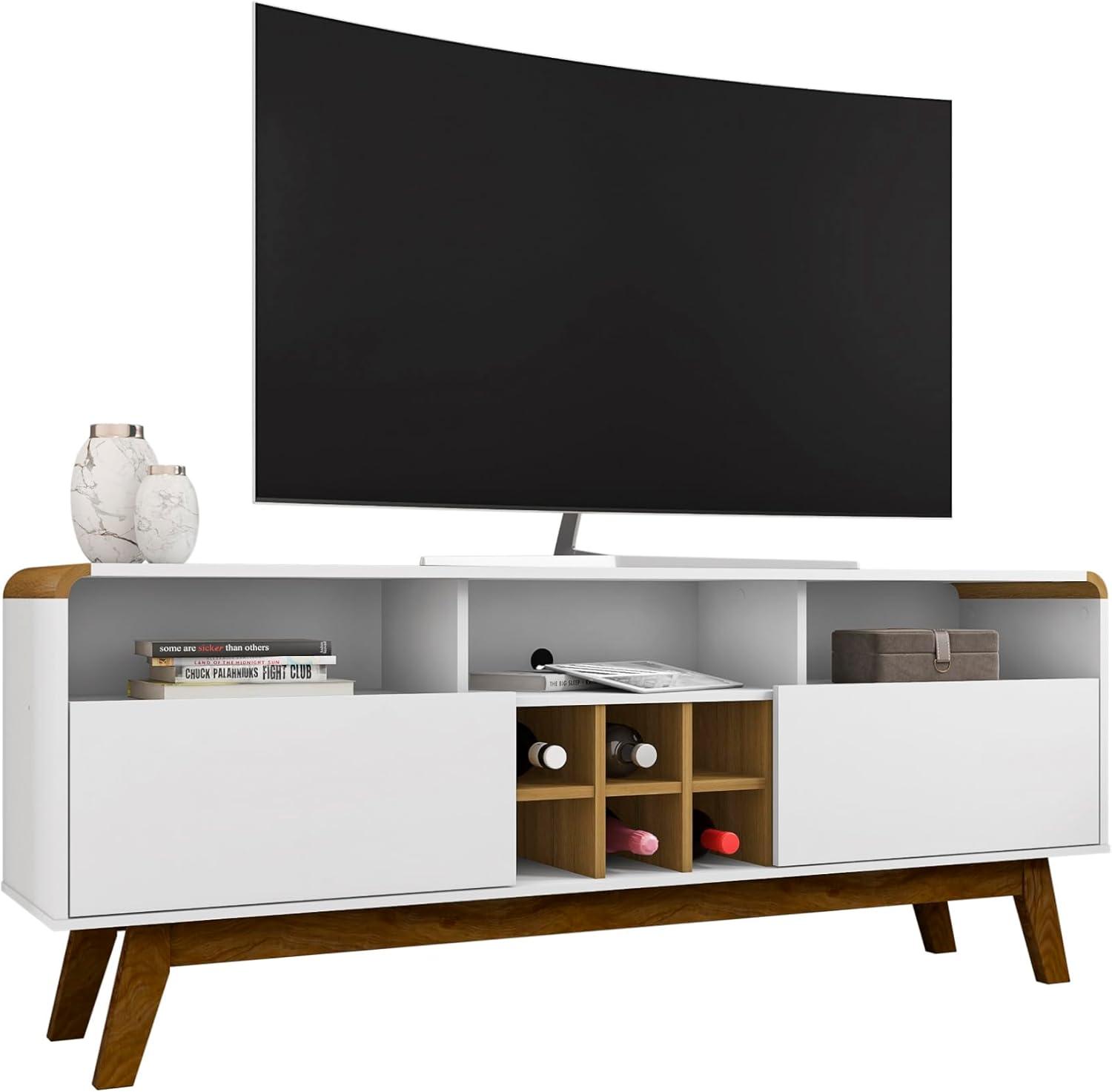 Manhattan Comfort Camberly 5 Shelves Wood TV Stand for TVs up to 55" in White