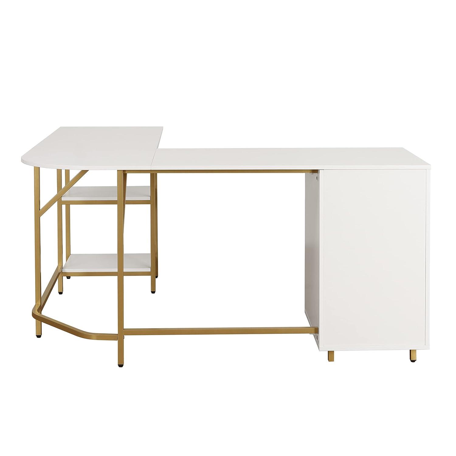 17 Stories Techni Mobili L-Shape Home Office Two-Tone Desk With Storage