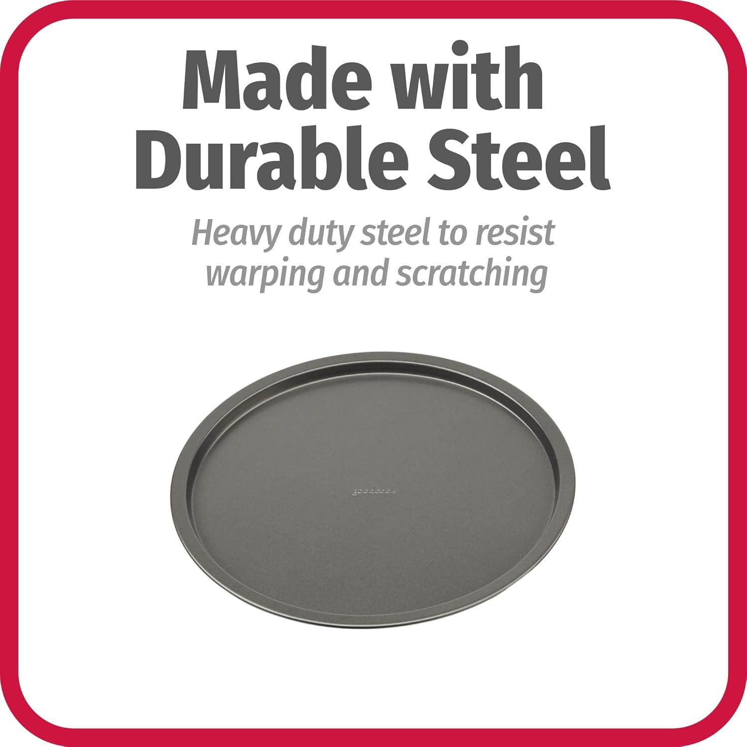 GoodCook Set of 4 Nonstick Steel 10" Personal Pizza Pans Set, Gray