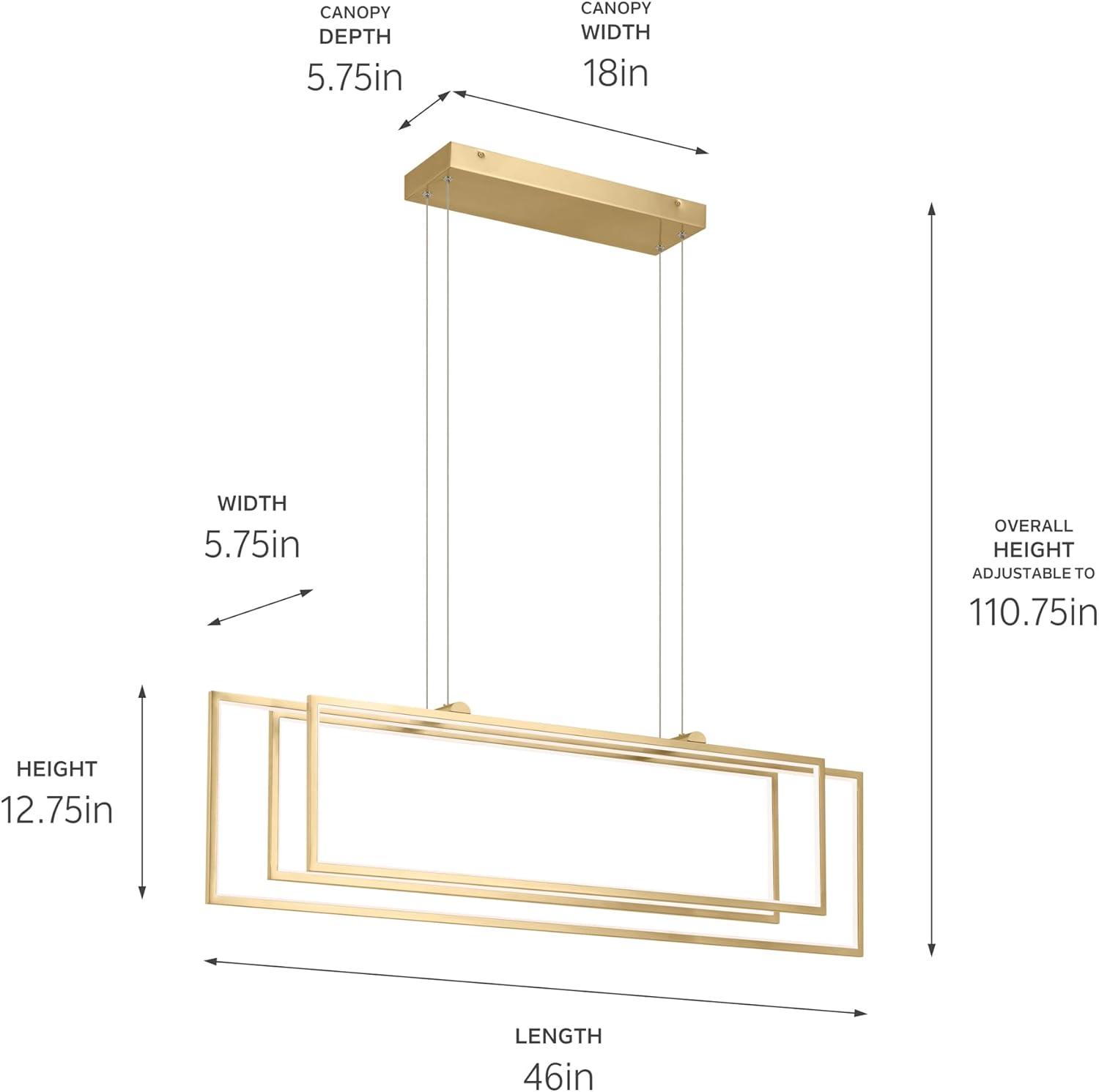 Jestin 46'' Champagne Gold LED Linear Chandelier