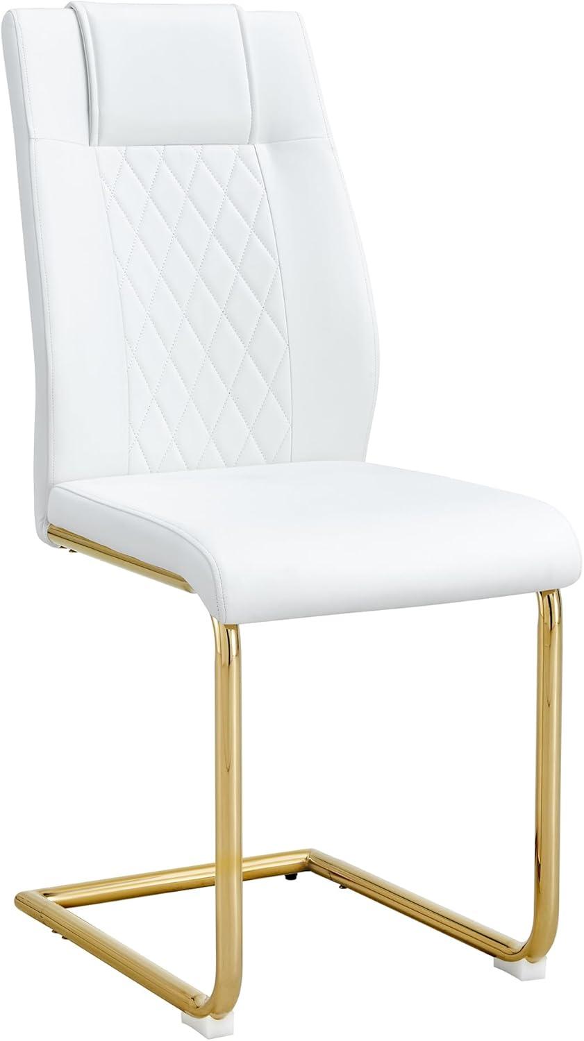Ecarpat Dining Chairs Set of 4 with Golden Leg, Artificial Leather, for Kitchens Living Rooms and Offices