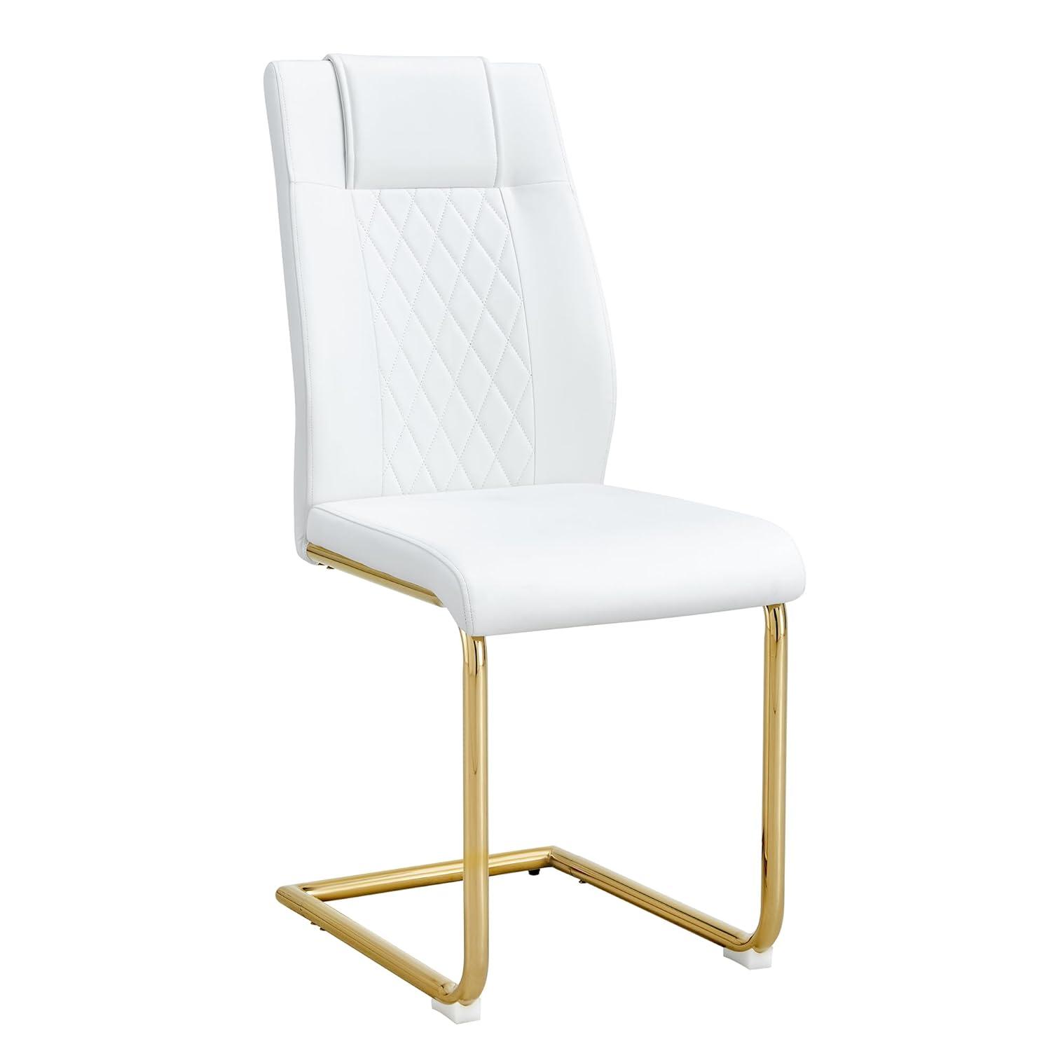 Ecarpat Dining Chairs Set of 4 with Golden Leg, Artificial Leather, for Kitchens Living Rooms and Offices