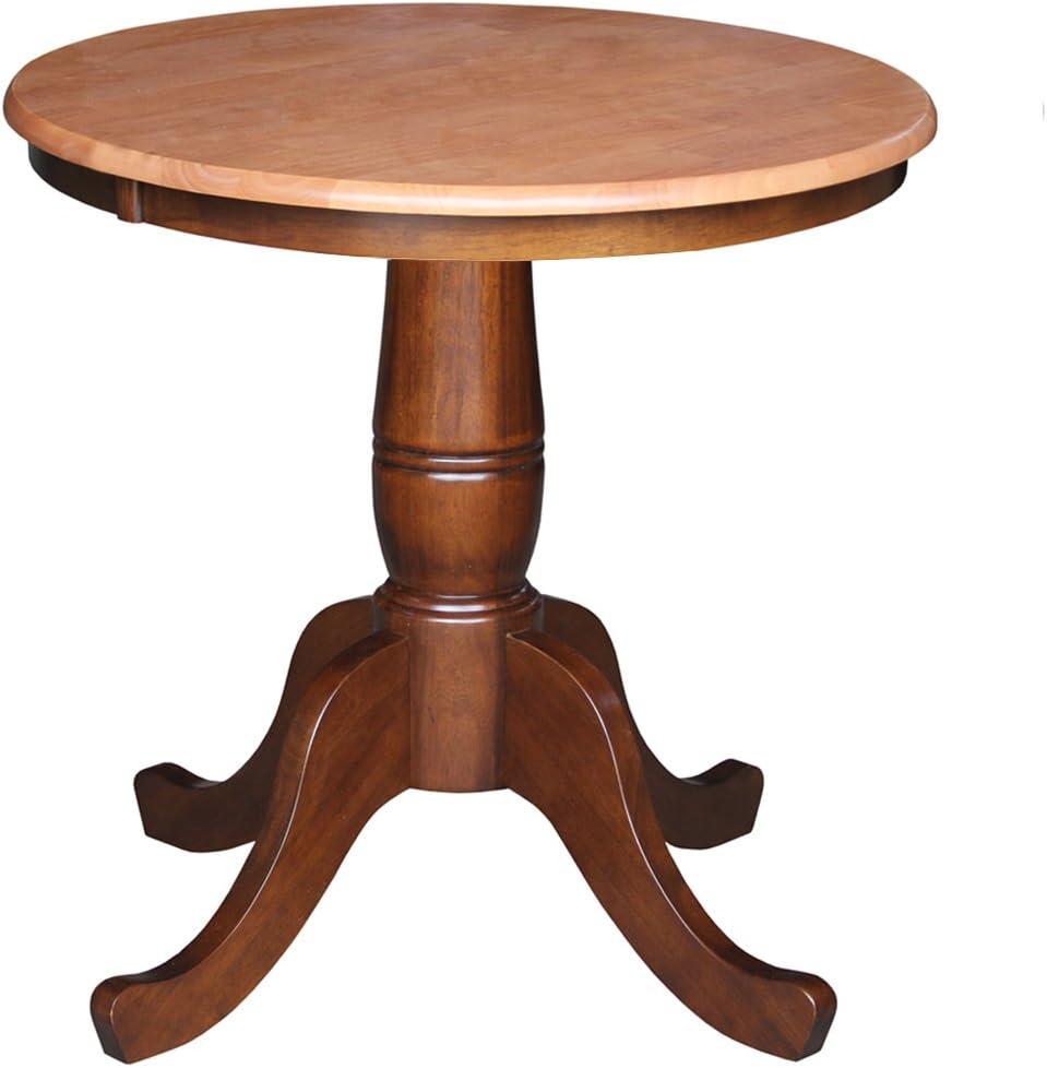 Cinnamon Espresso 30" Round Wood Farmhouse Dining Table