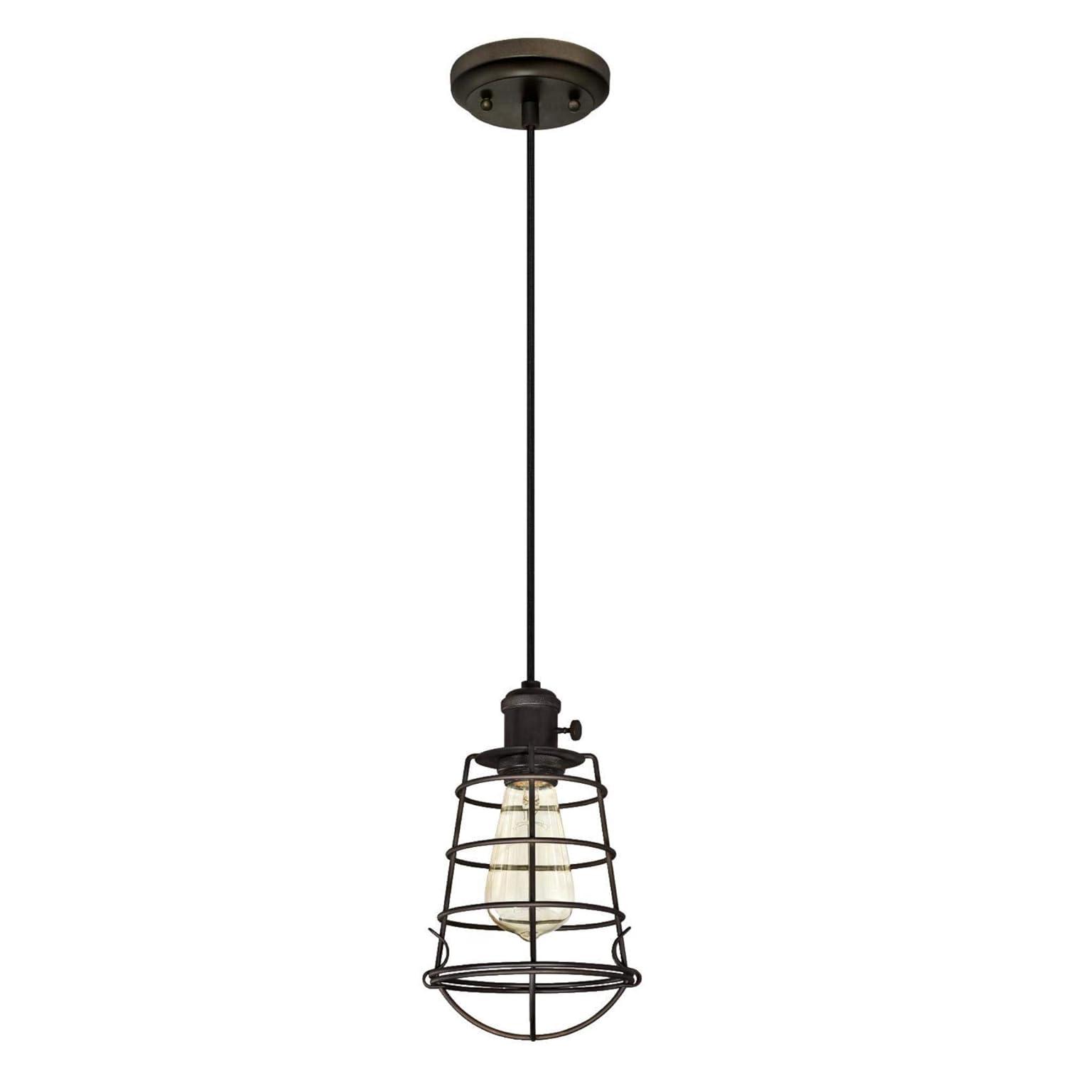 Westinghouse Nolan Mini Pendant with Turn Knob Oil Rubbed Bronze Finish Cage Shade