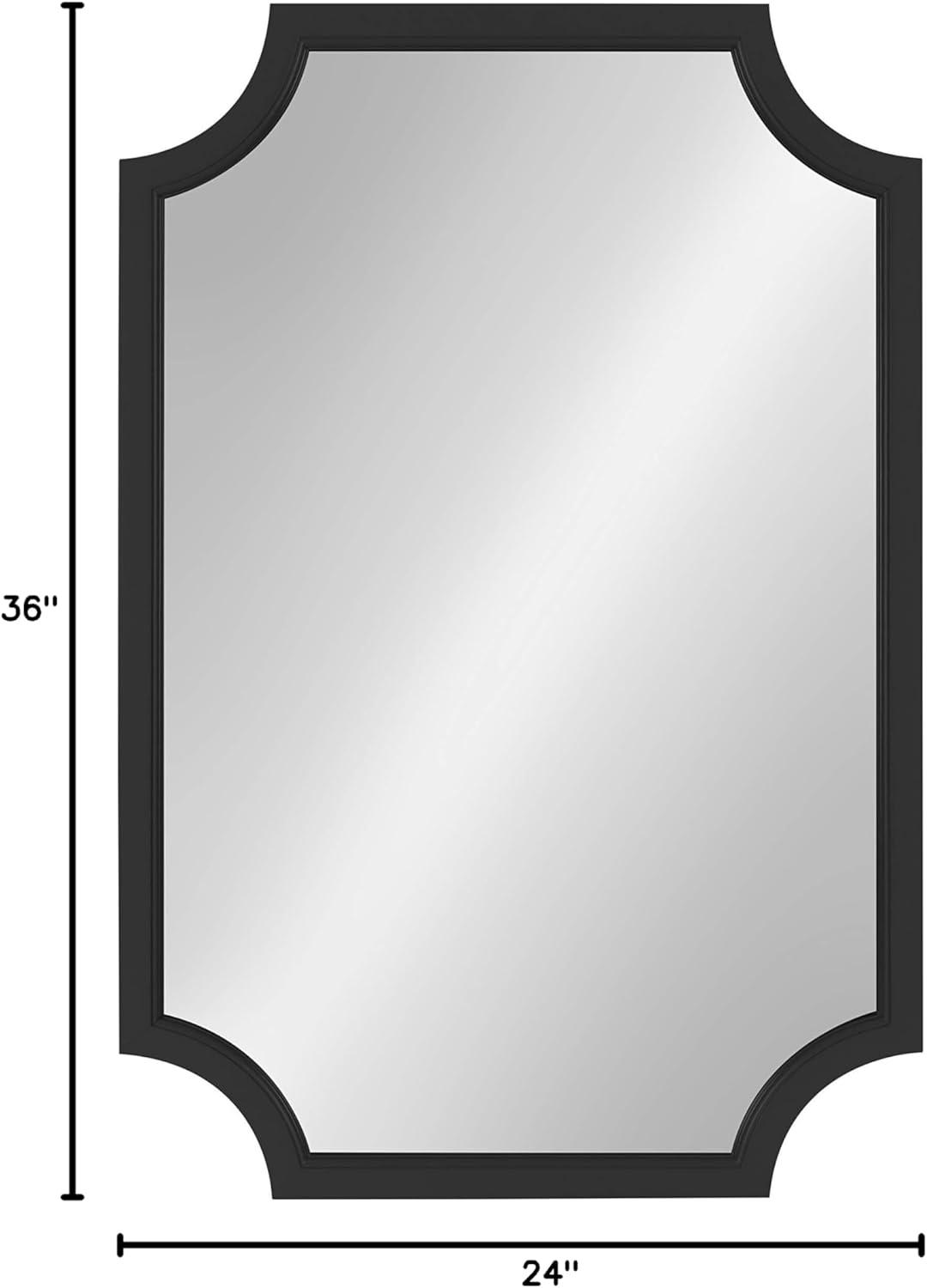 Kate and Laurel 24" x 36" Hogan Framed Scallop Wall Mirror Black : Modern Style, MDF Frame, No Assembly Required