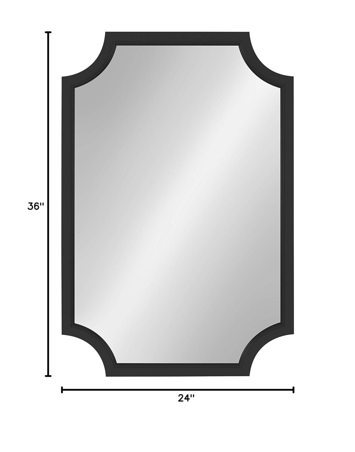 Kate and Laurel 24" x 36" Hogan Framed Scallop Wall Mirror Black : Modern Style, MDF Frame, No Assembly Required