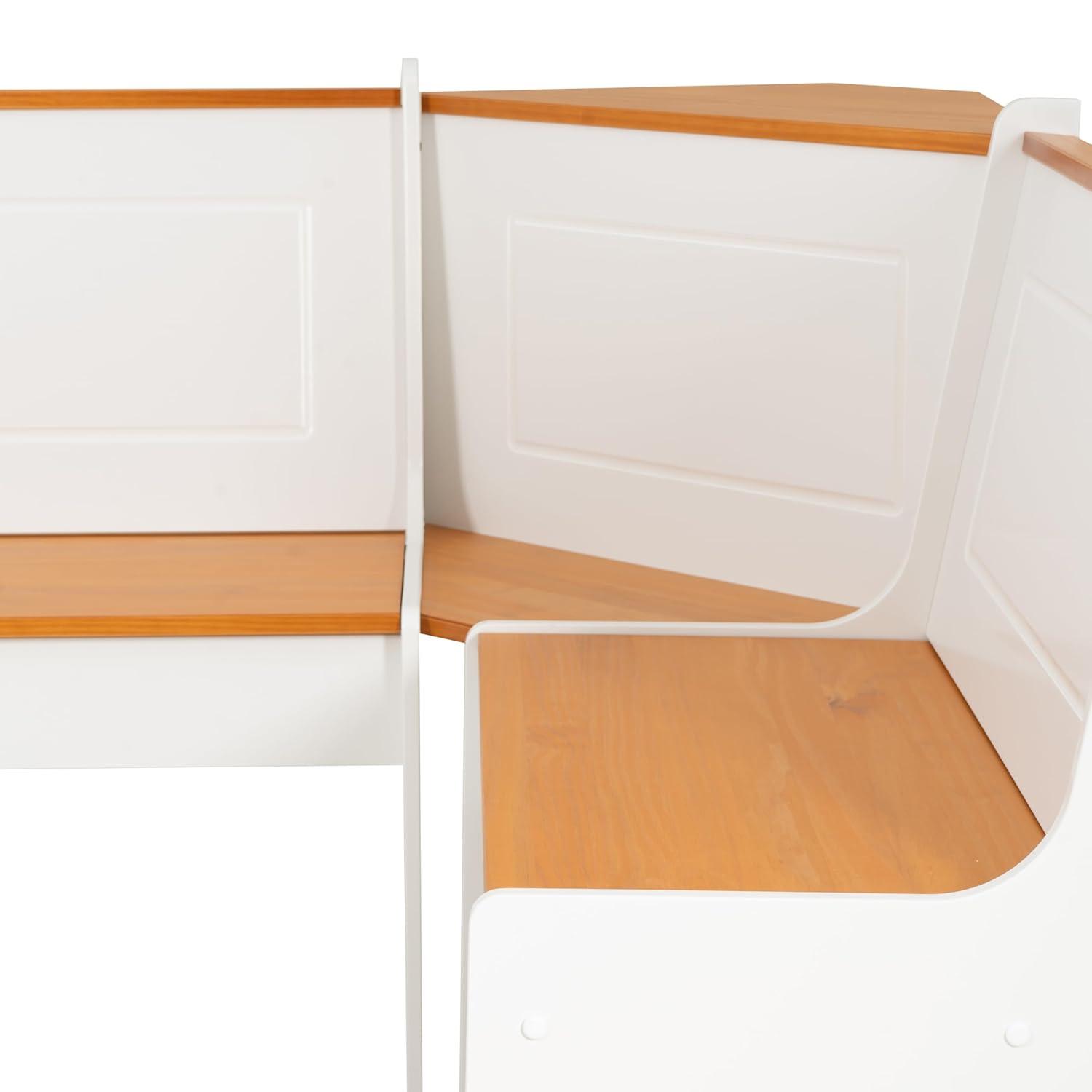 5pc Ardmore Breakfast Storage Corner Nook Dining Set Wood/White/Natural - Linon: Chic Farmhouse Style, Seats 6