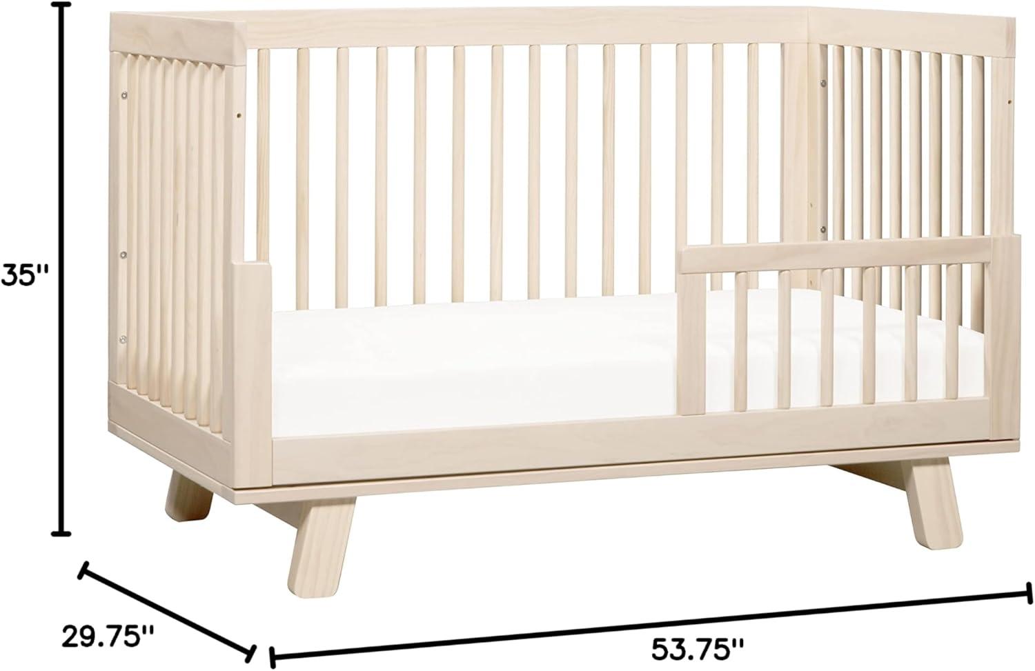Babyletto Hudson Washed Natural Wood 3-in-1 Convertible Baby Crib with Toddler Bed Conversion Kit