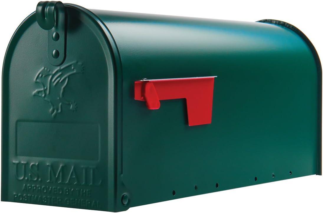 Green Powder-Coated Steel Medium Post-Mount Mailbox