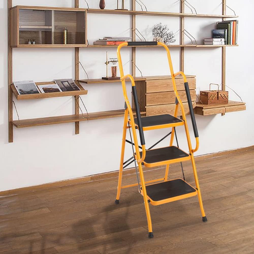 Ktaxon 3 Step Ladder, Portable Lightweight Step Stool, for Household, Office, Garage, Iron