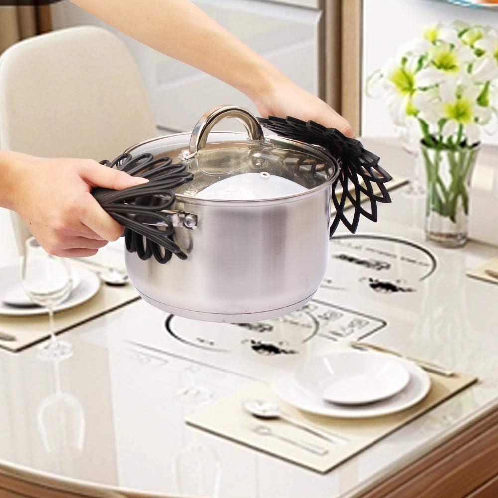 3Pcs Silicone Trivet Mat 7.9inch Anti-Slip Heat-Resistant Hot Pad Set Hollow Flower Shape Non-Stick Decorative Mat for Home Kitchen