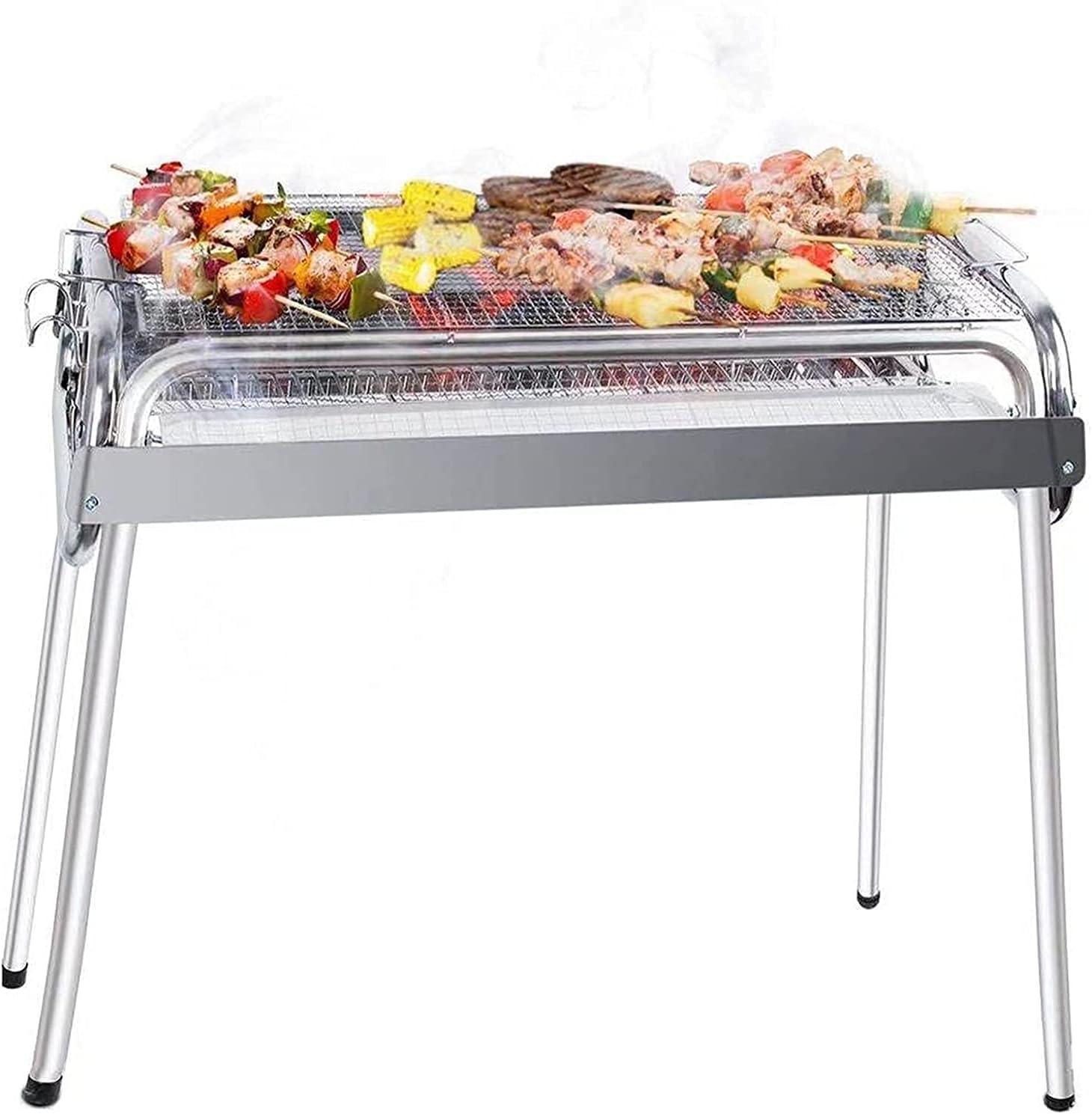 Stainless Steel Portable Charcoal Grill with Smoker for Outdoor Cooking