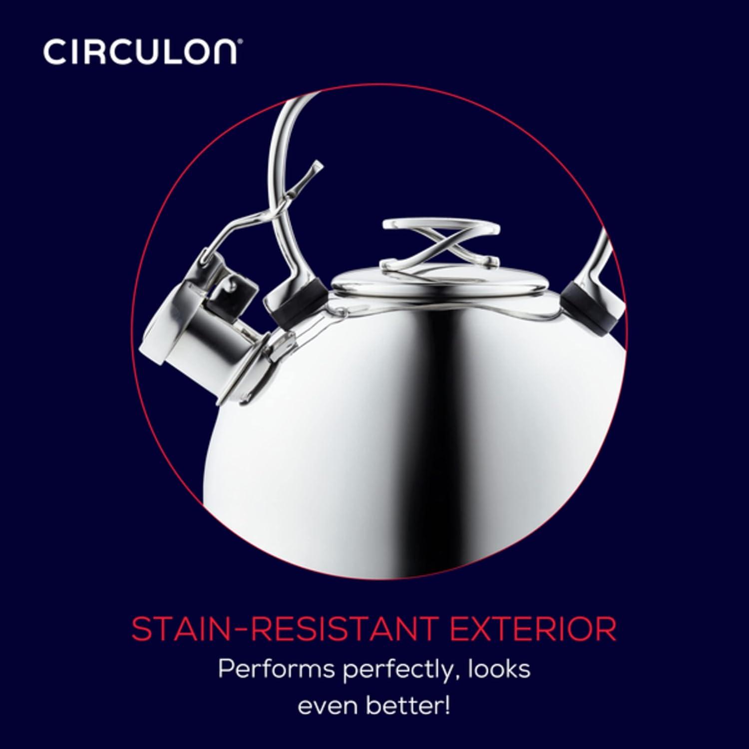 Circulon 48378 2.3-Quart Whistling Stainless Teakettle with Flip-Up Spout