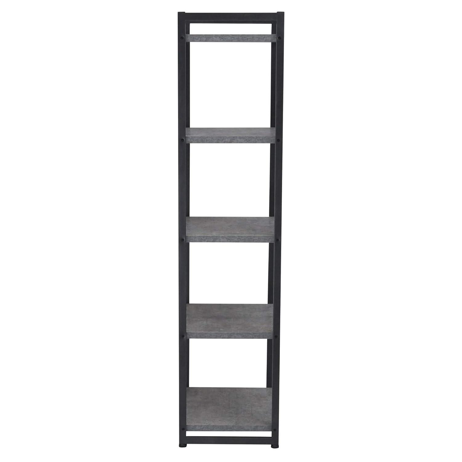 Household Essentials 59.1" Jamestown Narrow 5 Shelf Bookshelf Slate Gray: Metal Frame, Adult Assembly Required