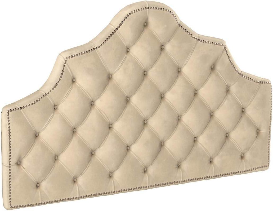 SAFAVIEH Arebelle Rustic Glam Tufted Headboard with Nail Heads, King, Chocolate