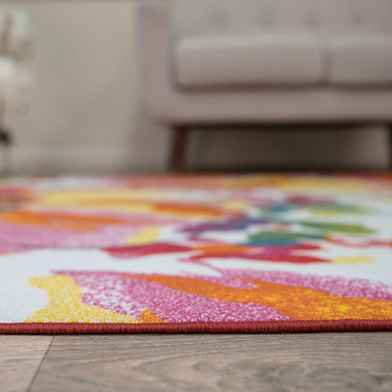 World Rug Gallery Modern Bright Flowers Non-Slip Area Rug