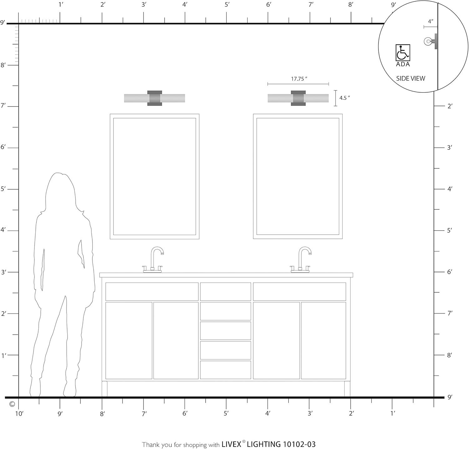 Livex Lighting Aero 2 - Light Vanity in  White/Brushed Nickel