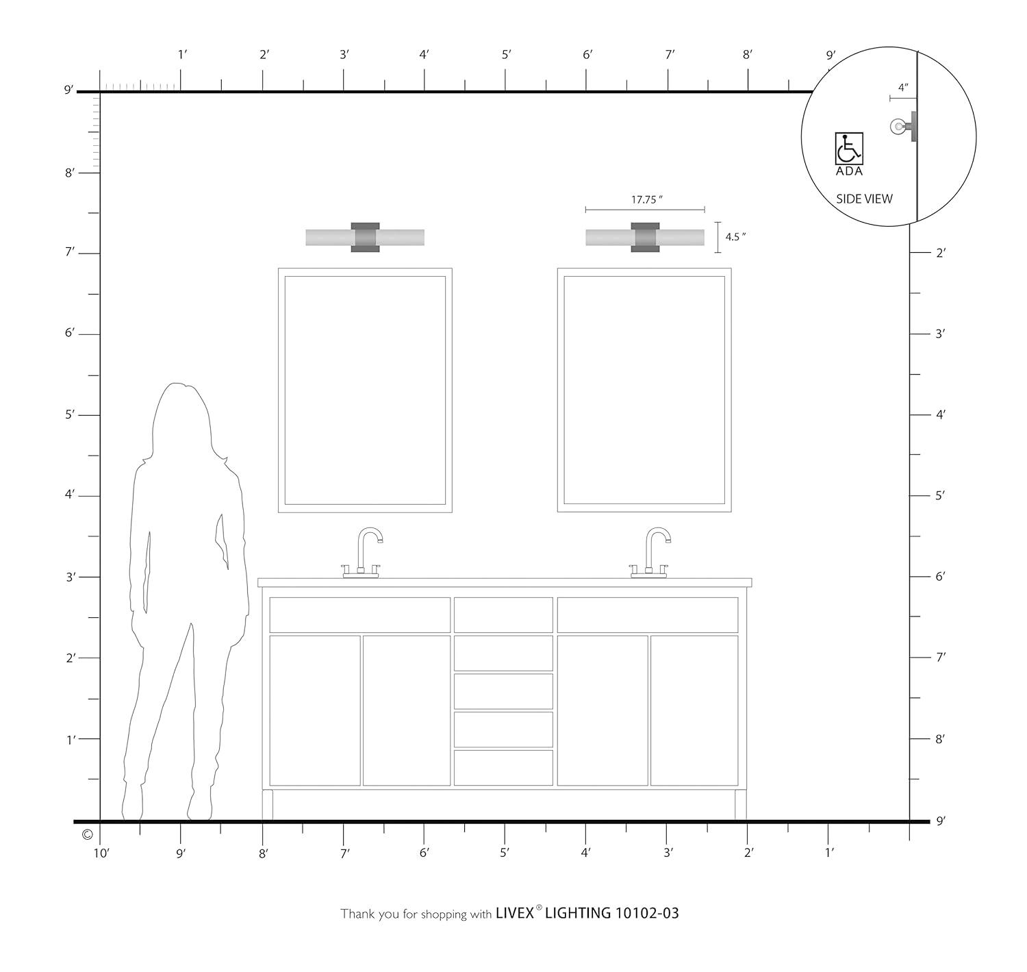 Livex Lighting Aero 2 - Light Vanity in White/Brushed Nickel