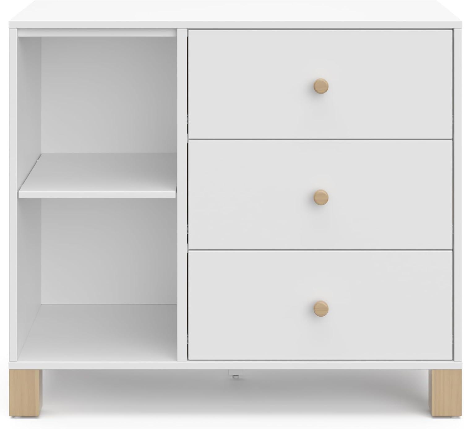 White and Driftwood 3 Drawer Combo Nursery Dresser