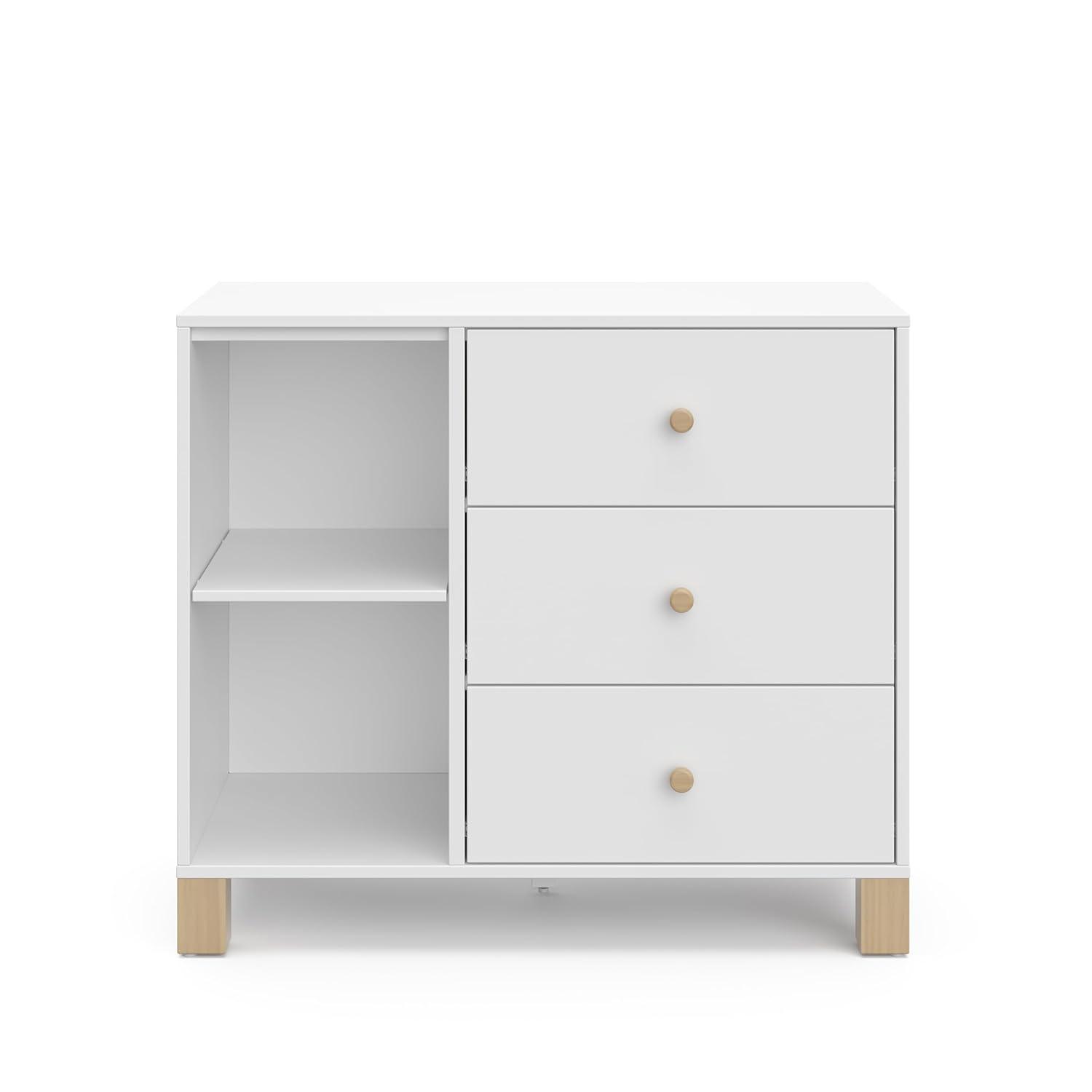 White and Driftwood 3 Drawer Combo Nursery Dresser