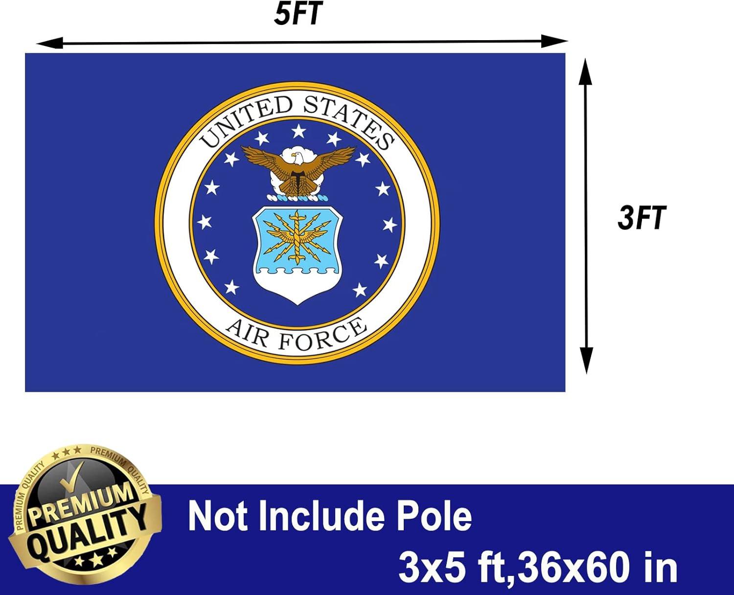DANF Military Flag for US Air Force USAF Double Sided 3 Ply 3x5 Outdoor Banner, Heavy Duty Double Stitched Vivid Color Decoration with Brass Grommets