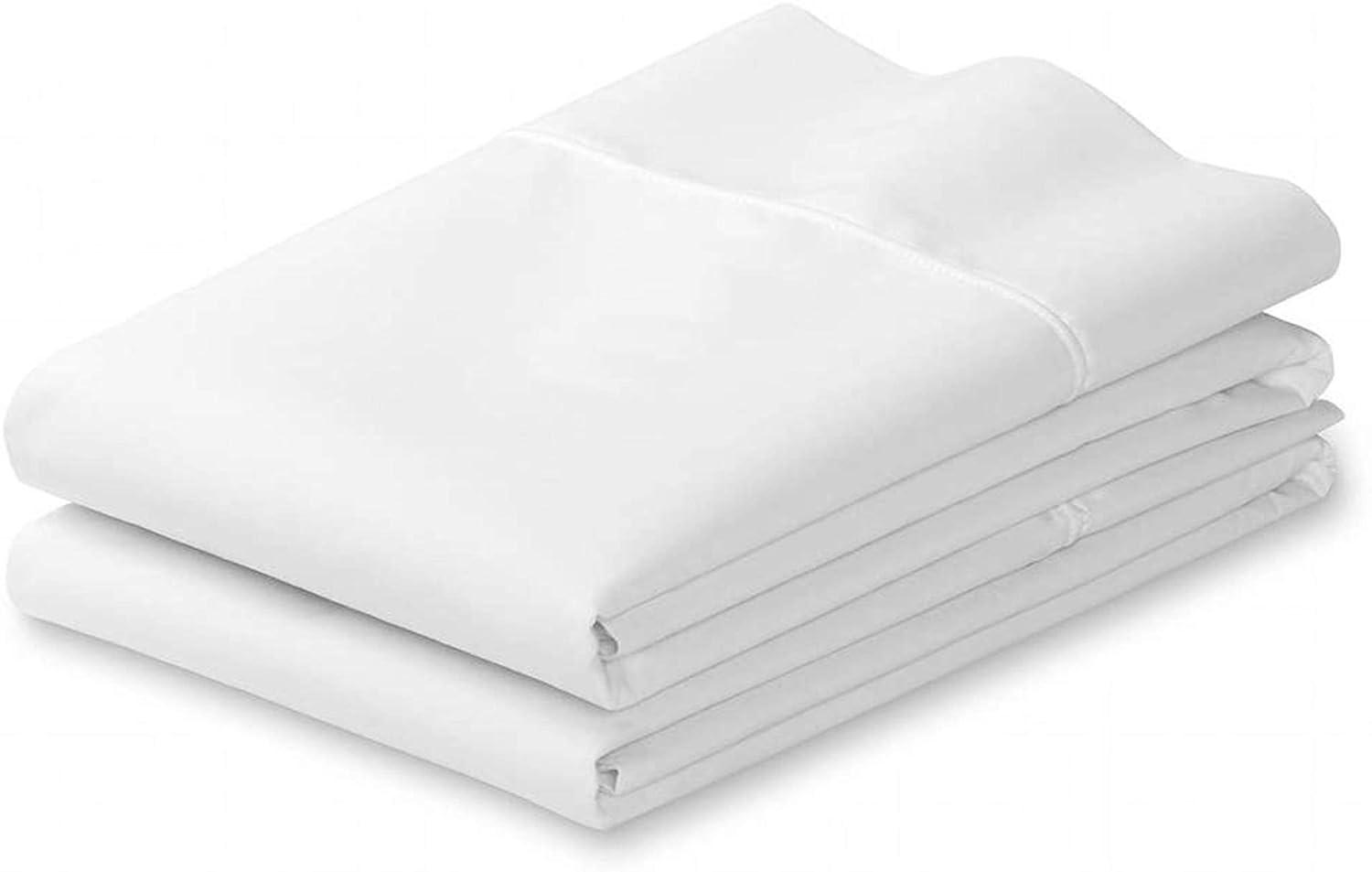 Pacific Linens Fundas de Almohada de Mezcla de Algodón Tamaño Queen Blanco, Fundas de Almohada de Calidad de Hotel, Paquete de 2 (Queen)