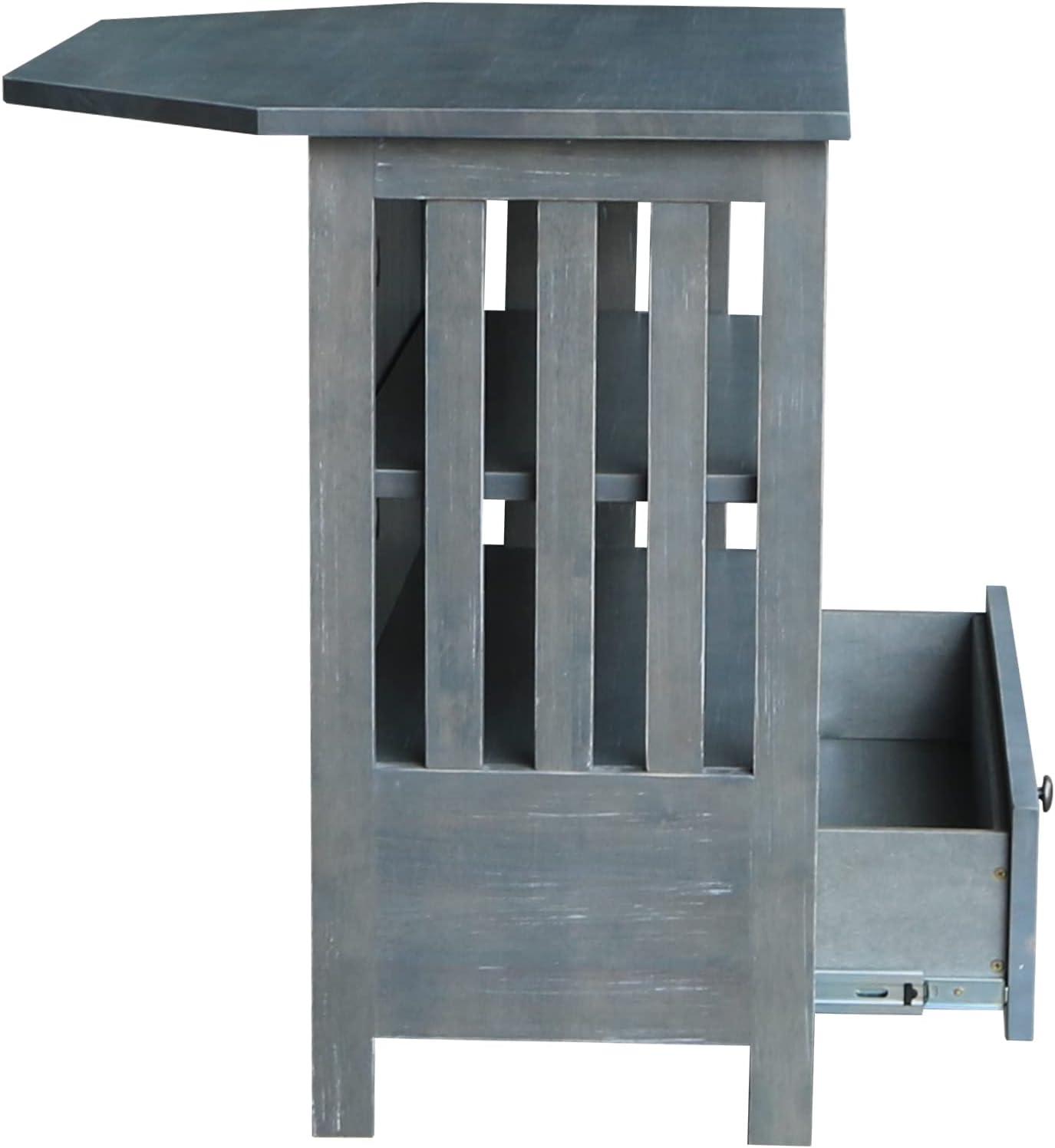 Solid Wood TV Stand with Shelves and Drawer in Heather Gray - 28.9"  Height