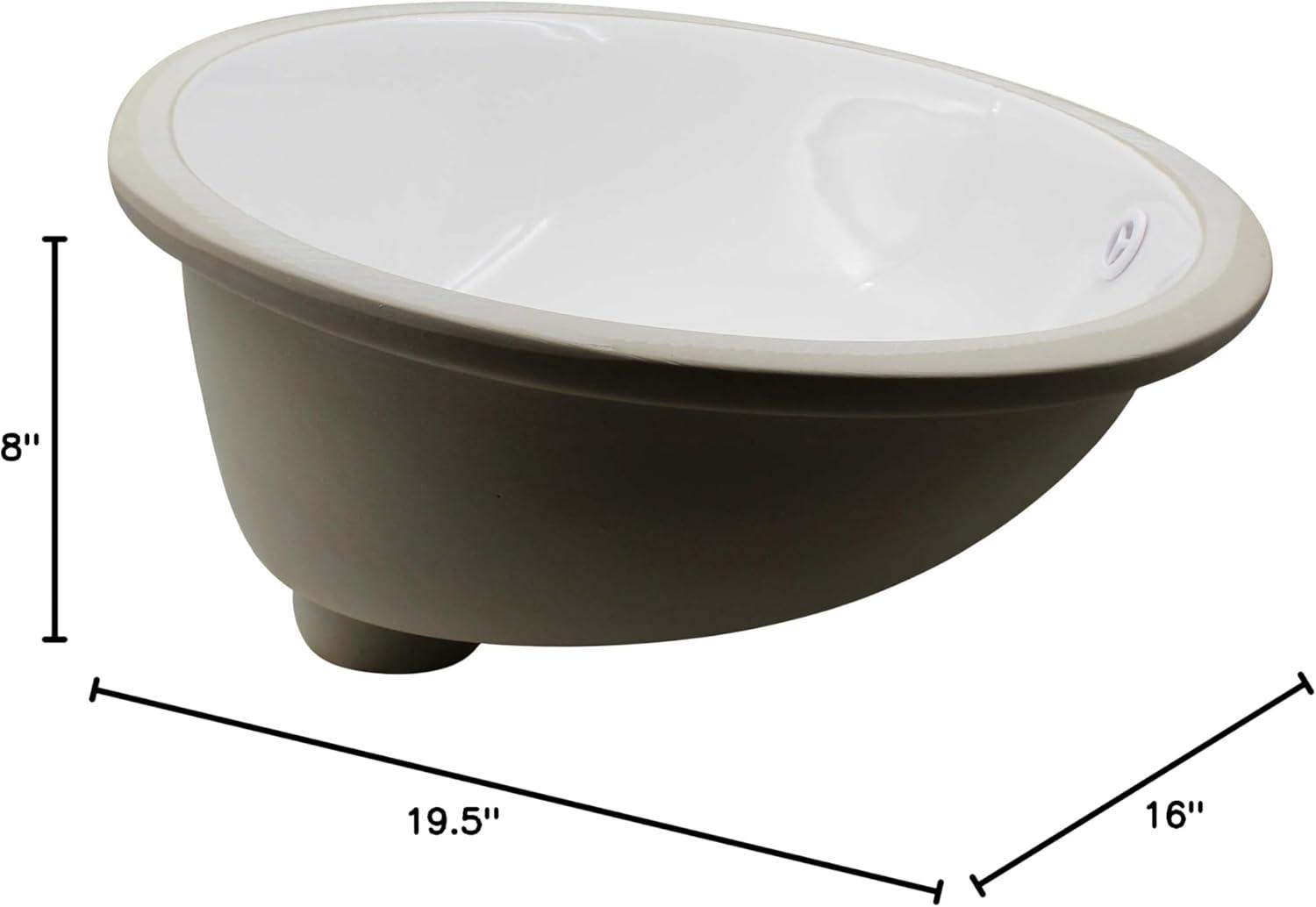 Novatto 19.5'' White Porcelain Oval Bathroom Sink with Overflow